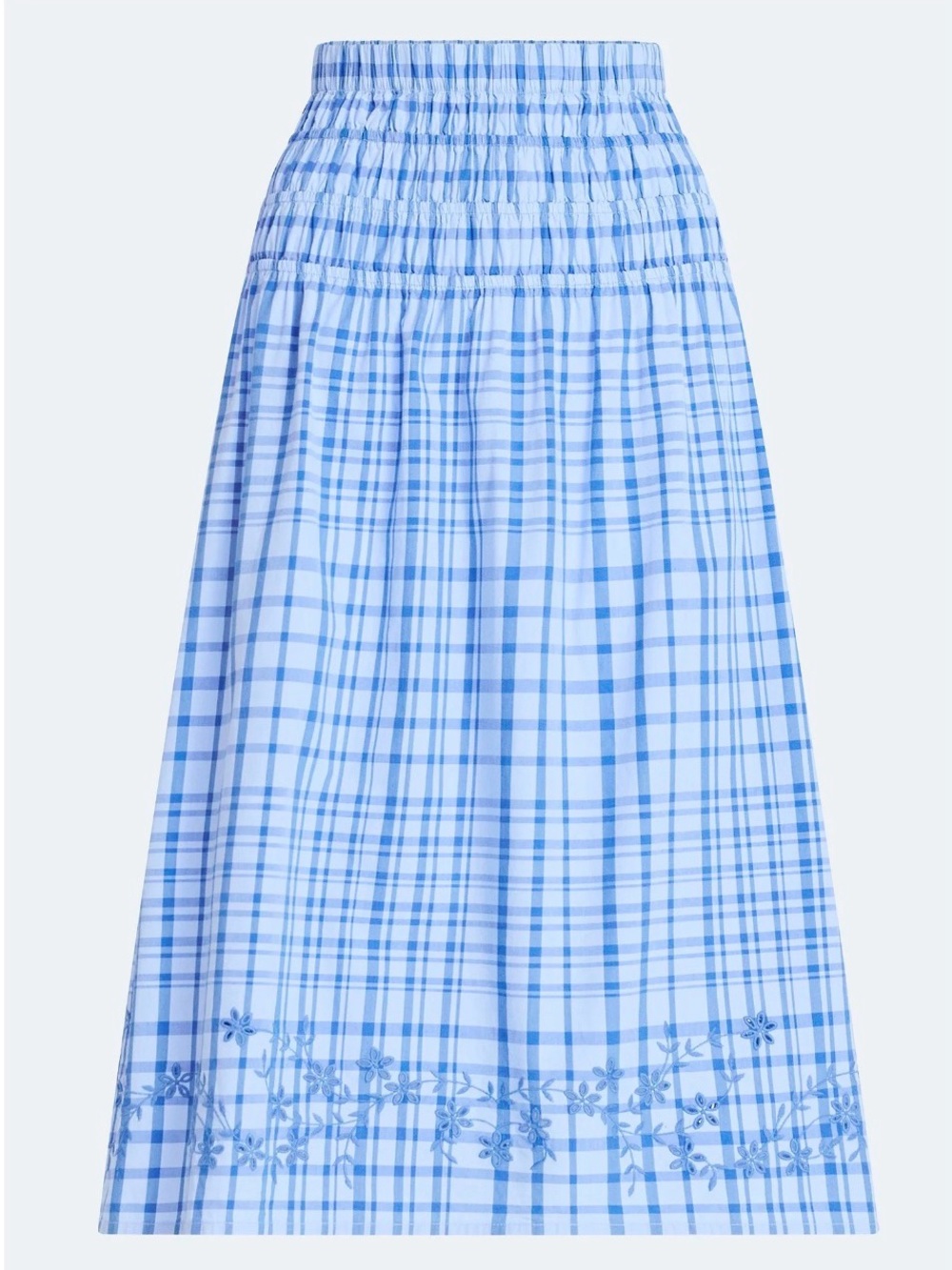 Free Assembly Embroidered Cotton Maxi Skirt with Smocked